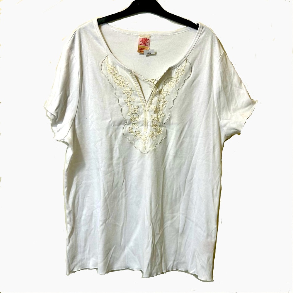 Women’s short sleeve t-shirt tee split V neck front tie cap sleeves Size 18W/20W
